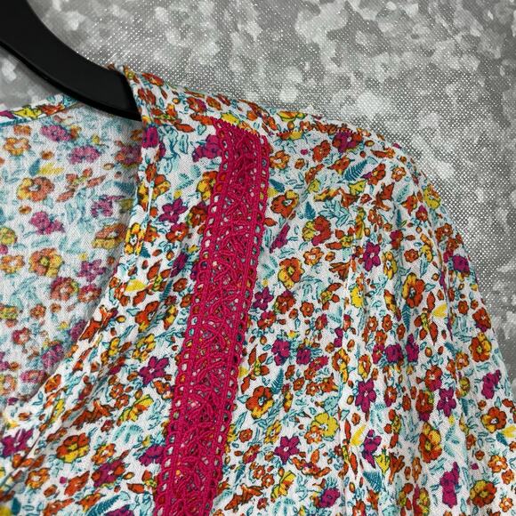 Lane Bryant Women's Plus Size Pink Floral Peasant Top - Size 14/16 - Boho Chic - Picture 2 of 7